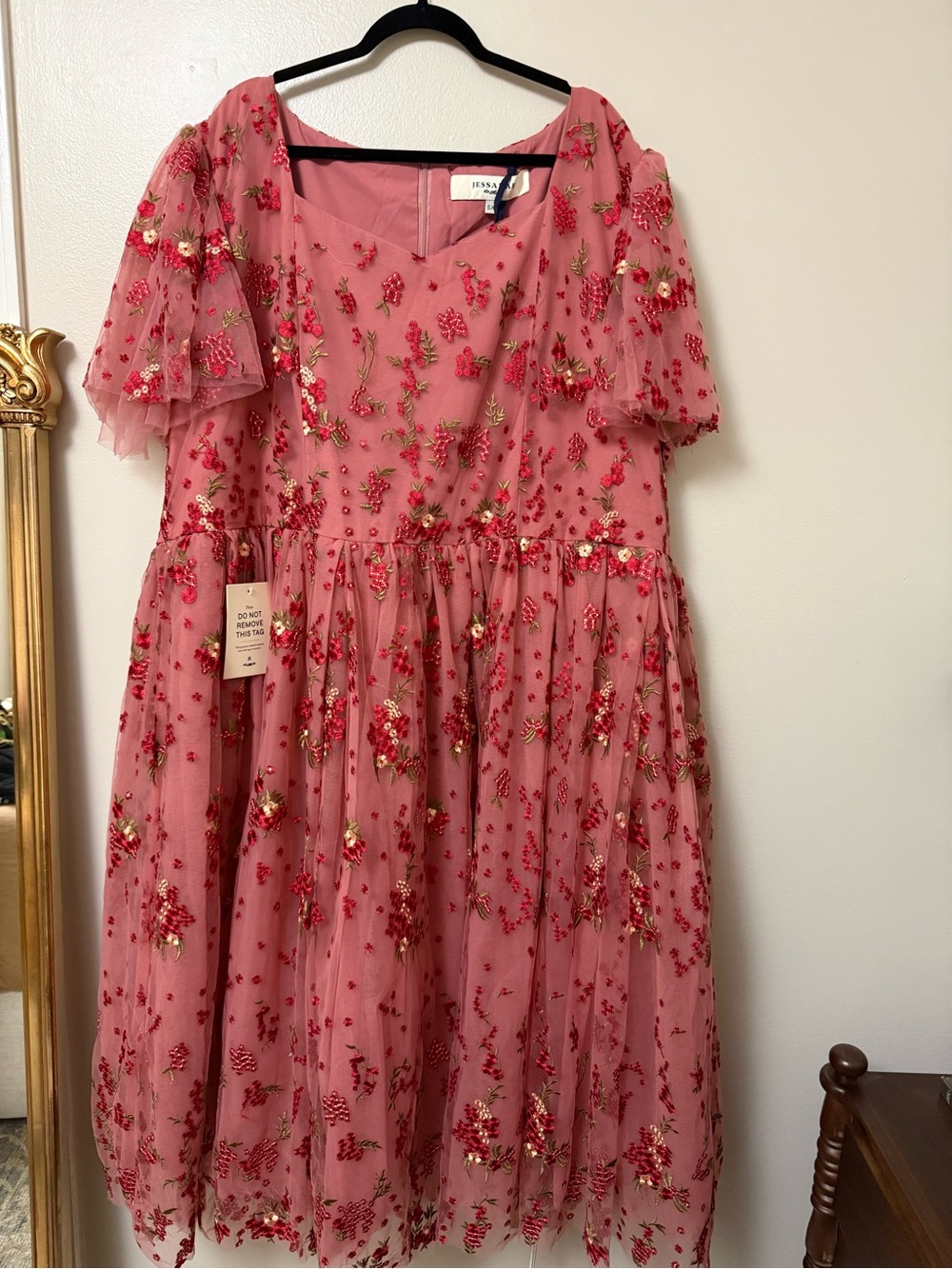 Jessakae Scarlet Floral Sequin Tulle Formal Dress - Picture 2 of 12